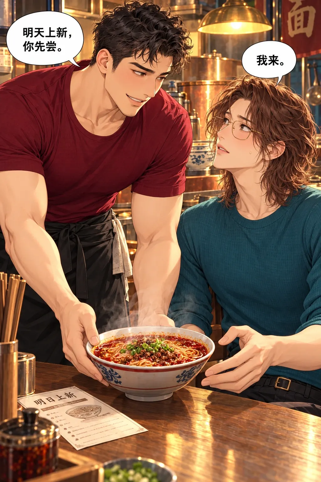 这碗不必逞强漫画画面：第一口与工作截止