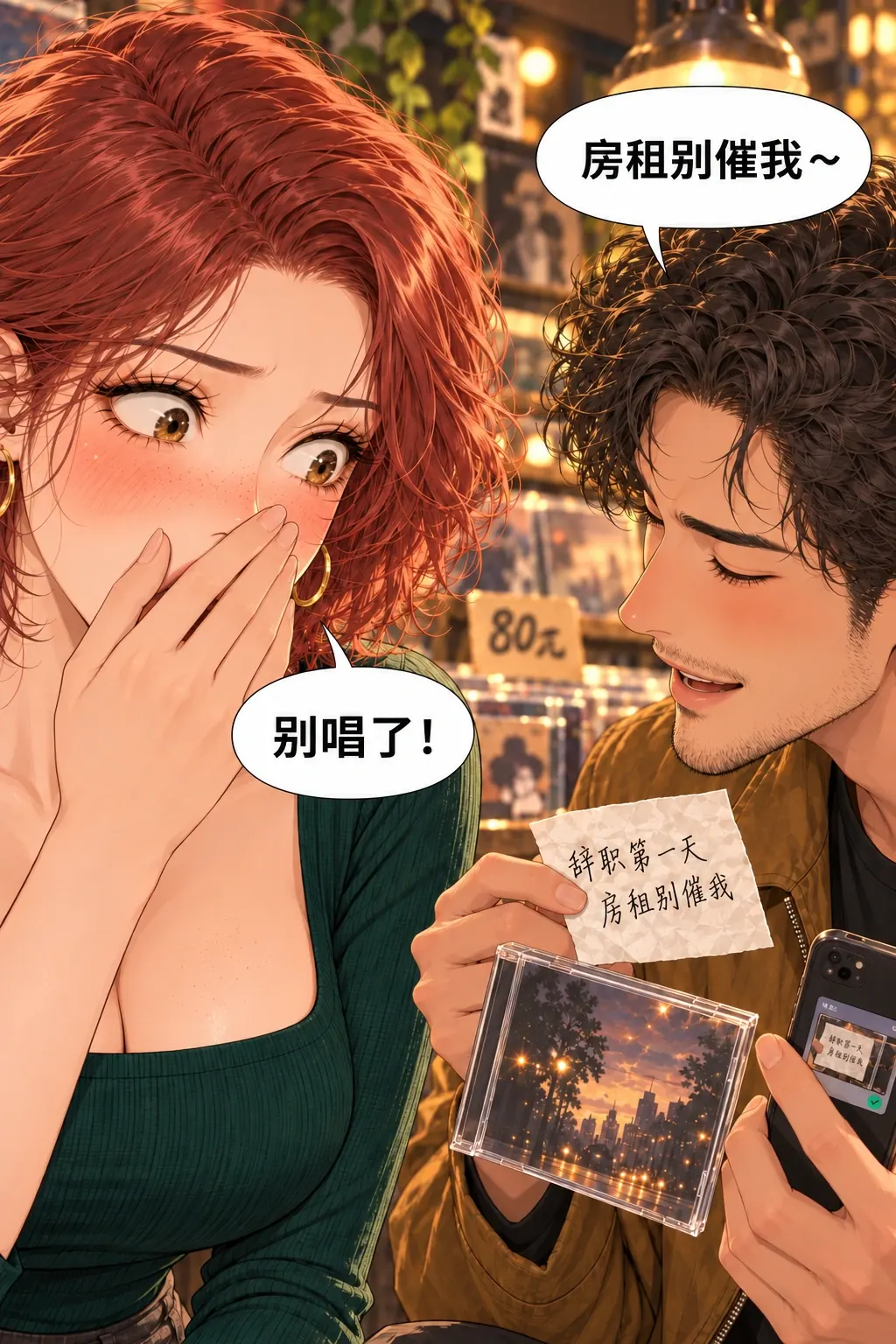 这不是隐藏歌词漫画画面：《这不是隐藏歌词》第4格：她的隐私被他当歌词传播并唱出，她必须选择是否继续冒充