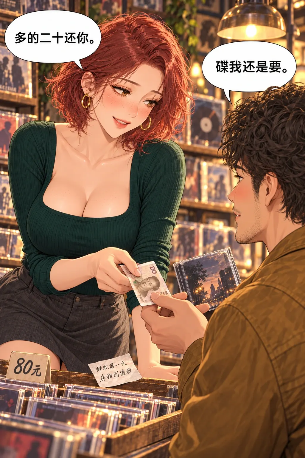 这不是隐藏歌词漫画画面：《这不是隐藏歌词》第7格：她承担夸大价格的代价，还钱并真实完成80元成交