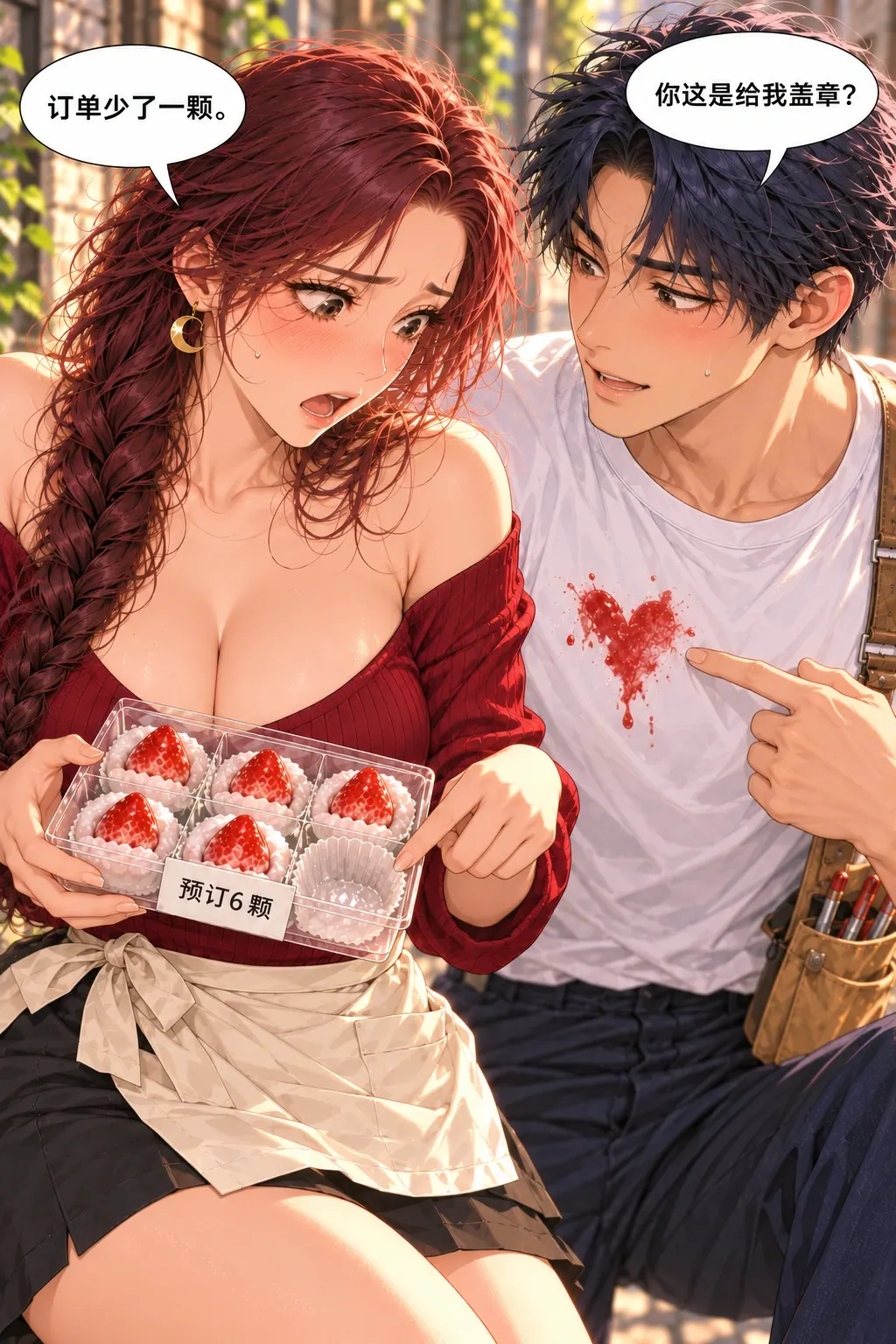 少的那一颗漫画画面：《少的那一颗》第4格：笑话落在可见红心上，真成本是预订单短缺