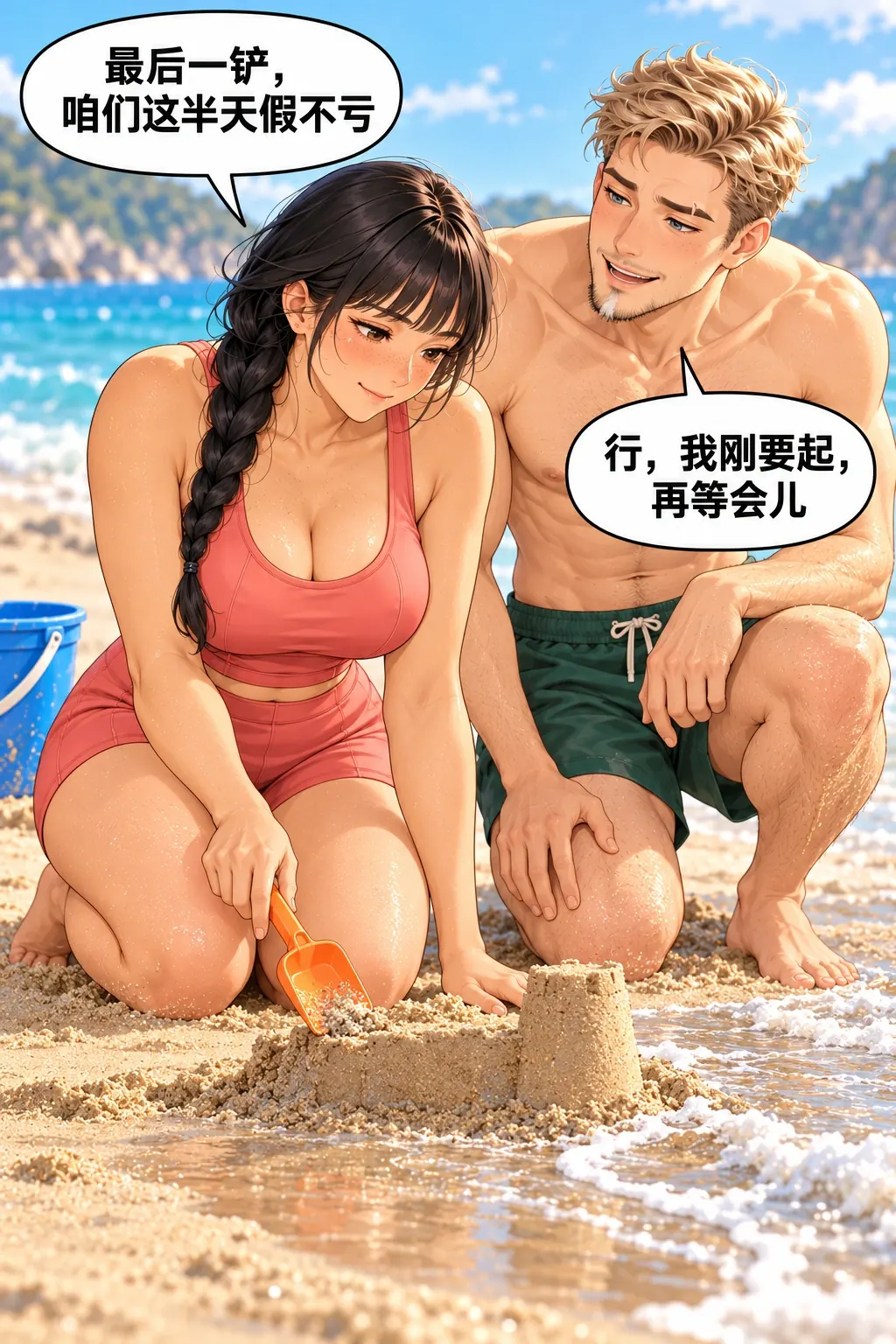 城主下班了漫画画面：《城主下班了》第1格：她承诺补完最后一铲再走，共同半天开始被自设任务挤占。