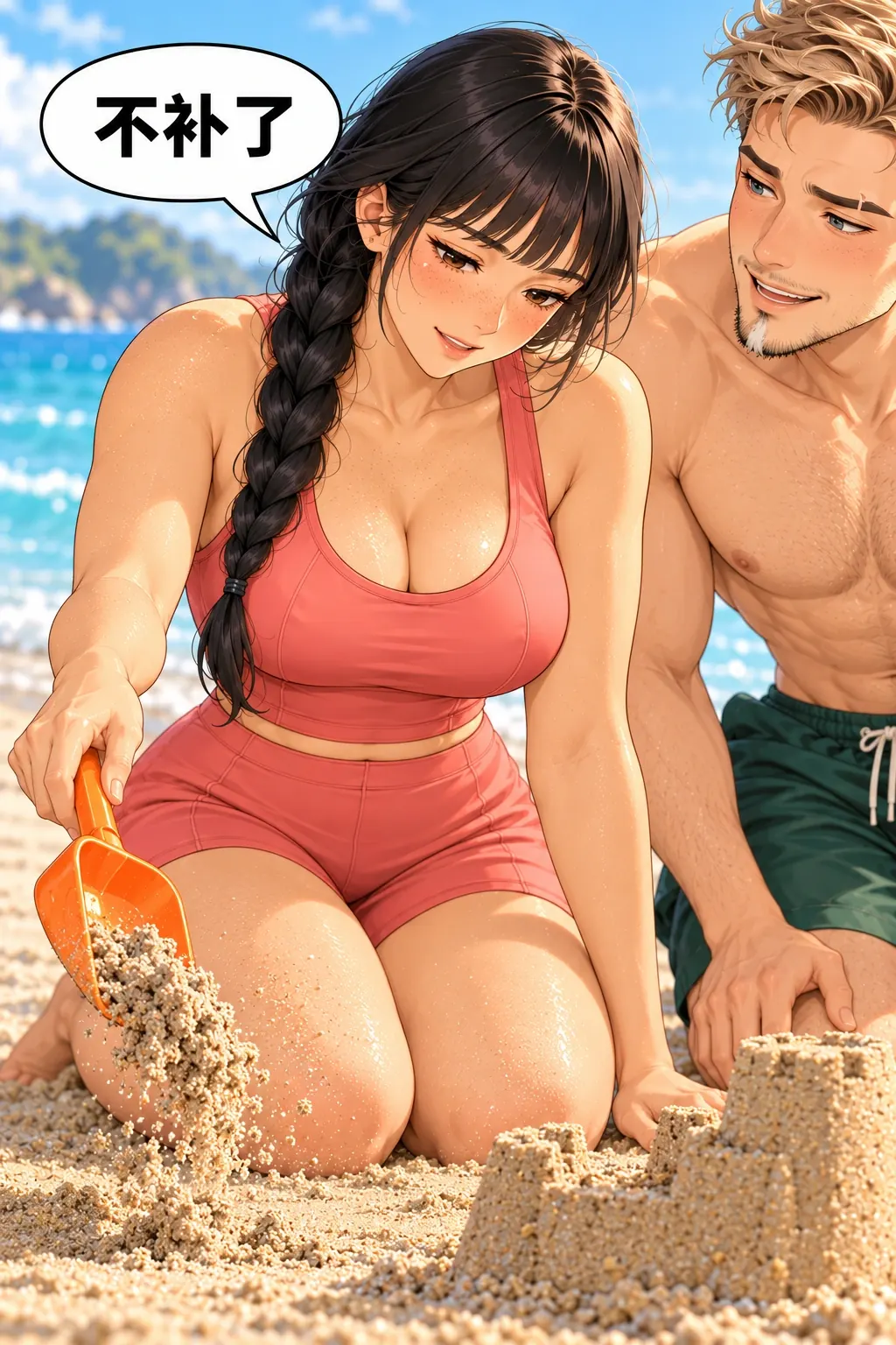 城主下班了漫画画面：《城主下班了》第12格：她用不补的实际动作放弃完整堡可能，不只是口头理解。