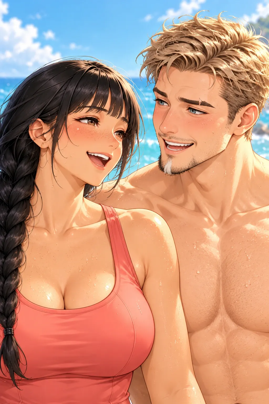 城主下班了漫画画面：《城主下班了》第17格：给前格玩水后的真实放松一次情绪停顿，共同假期终于属于两个人。