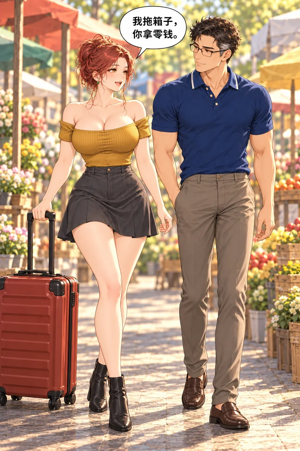 这把我卖漫画画面：14，她把自己留的箱子自己带回，取舍落实到实际责任。