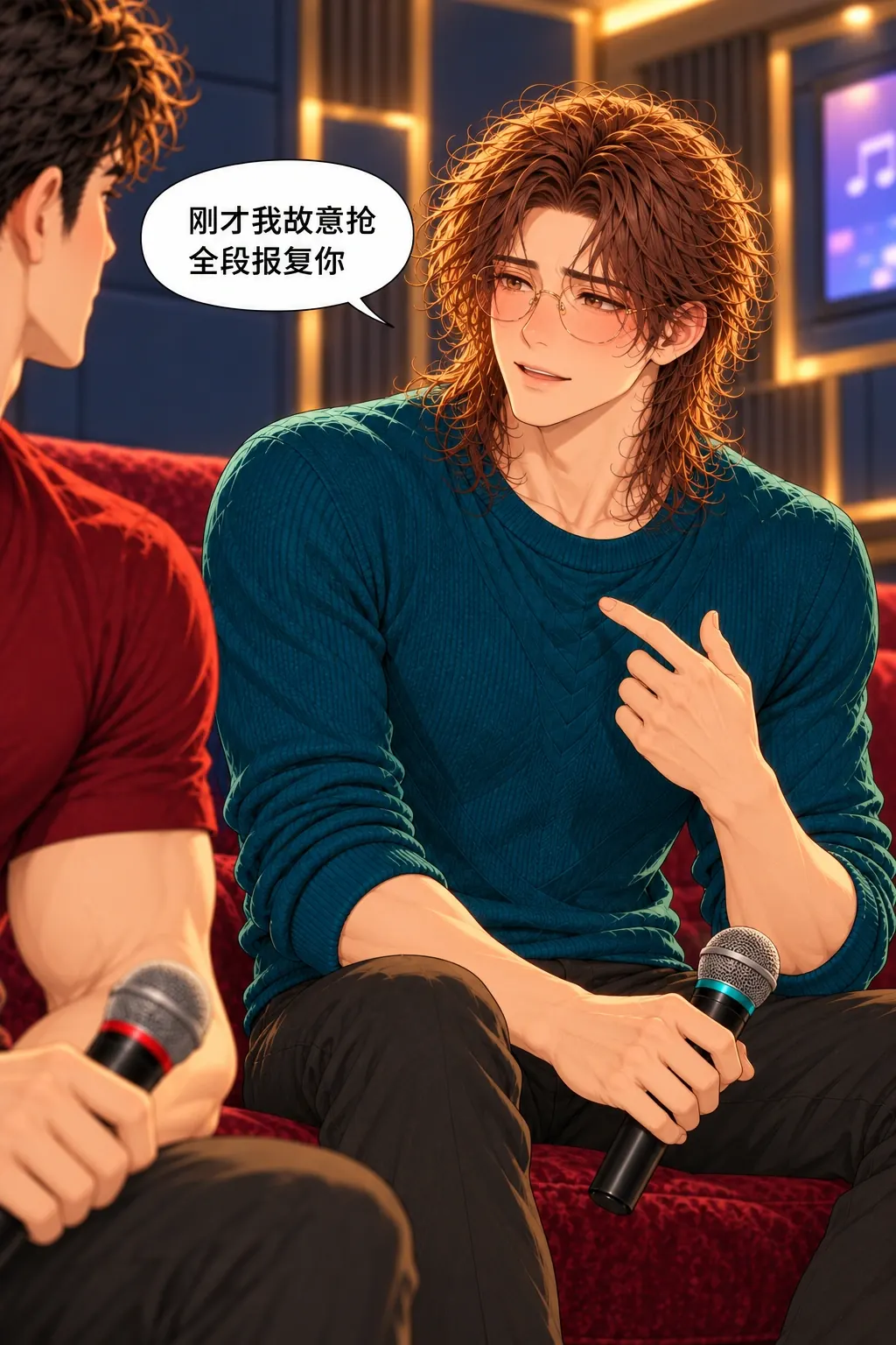 各唱各的漫画画面：贺承担故意抢段的责任，没有用扯平来抵消。