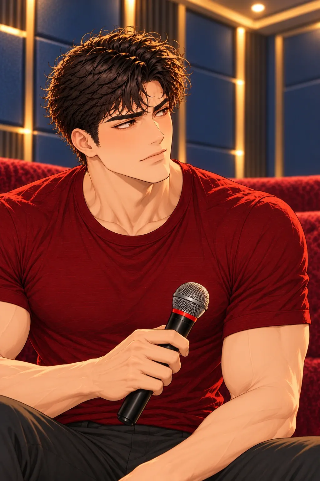 各唱各的漫画画面：乔在最容易顺嘴接唱的位置选择安静听完，改选由动作证明。