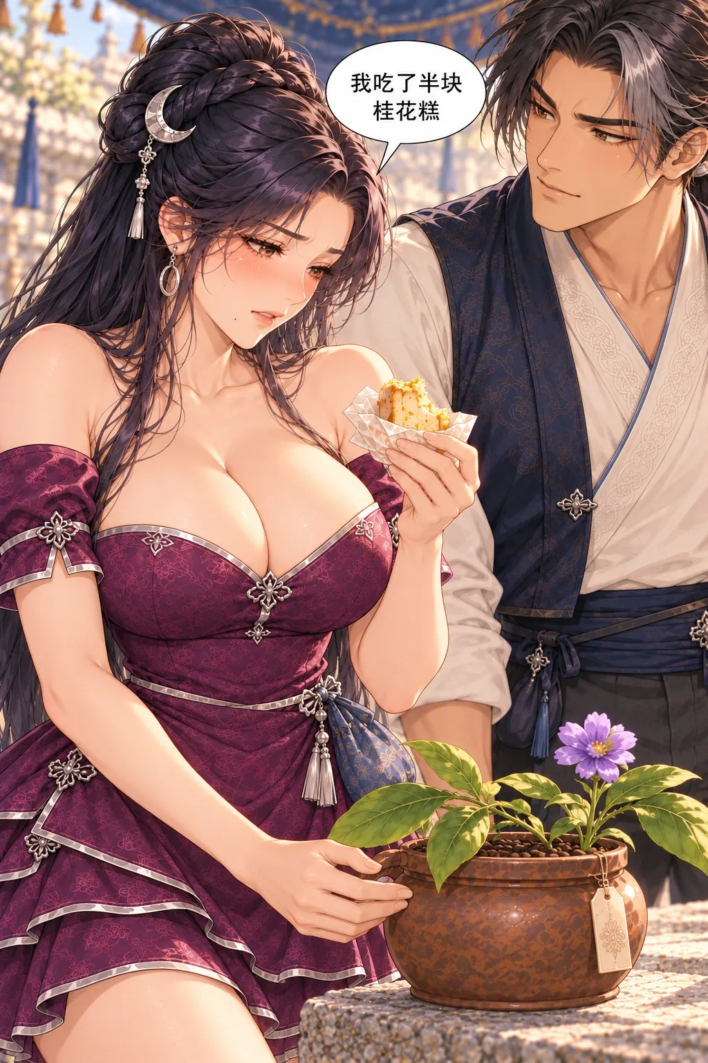 半块糕，两根枝漫画画面：穆不再用只吃一点给自己开脱，拿真实半块承认，放弃审问者的优越位置。