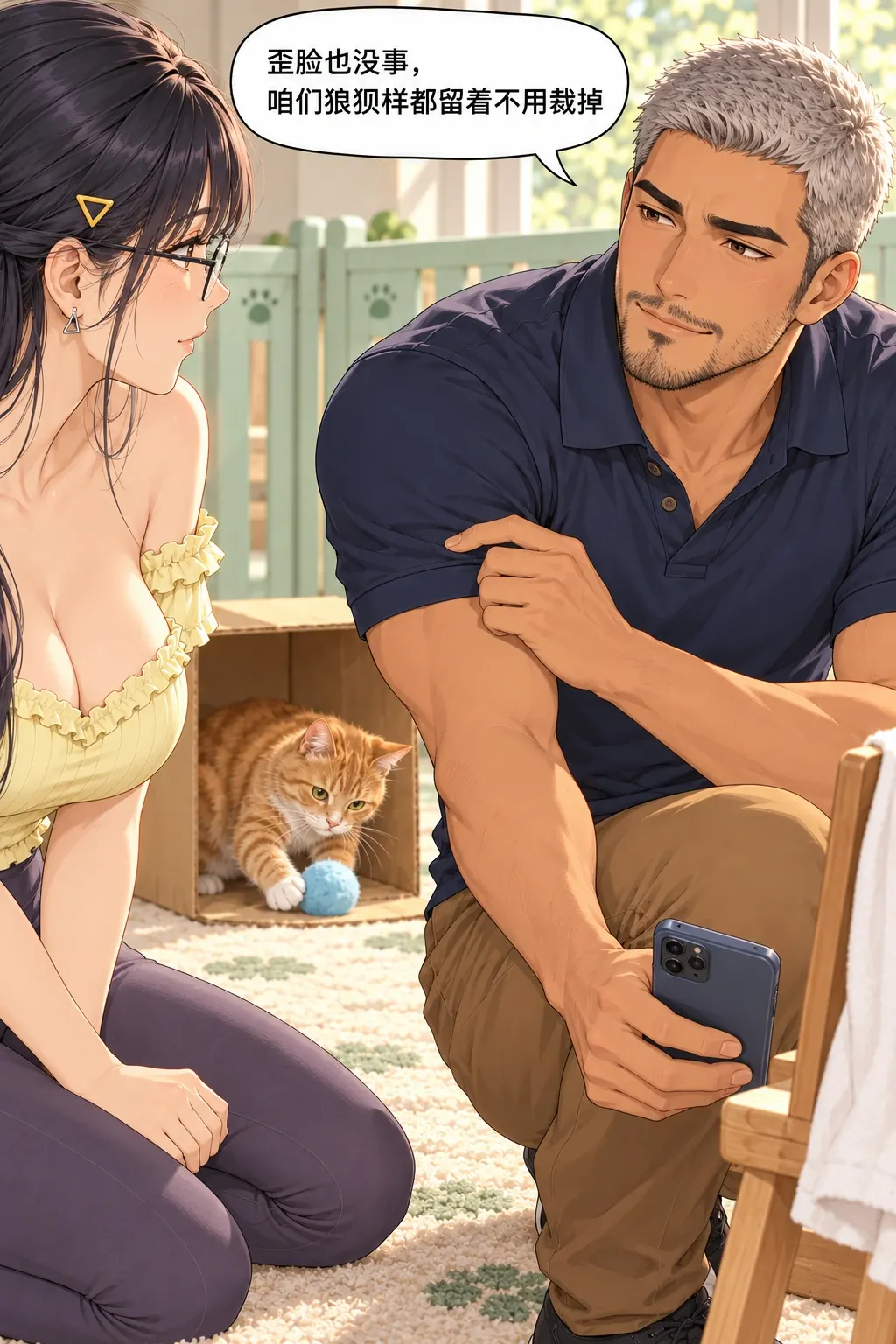 糕糕入镜难漫画画面：沈先为自己的入镜给出清楚自愿选择，不把该由自己承担的难看部分裁掉只留林。