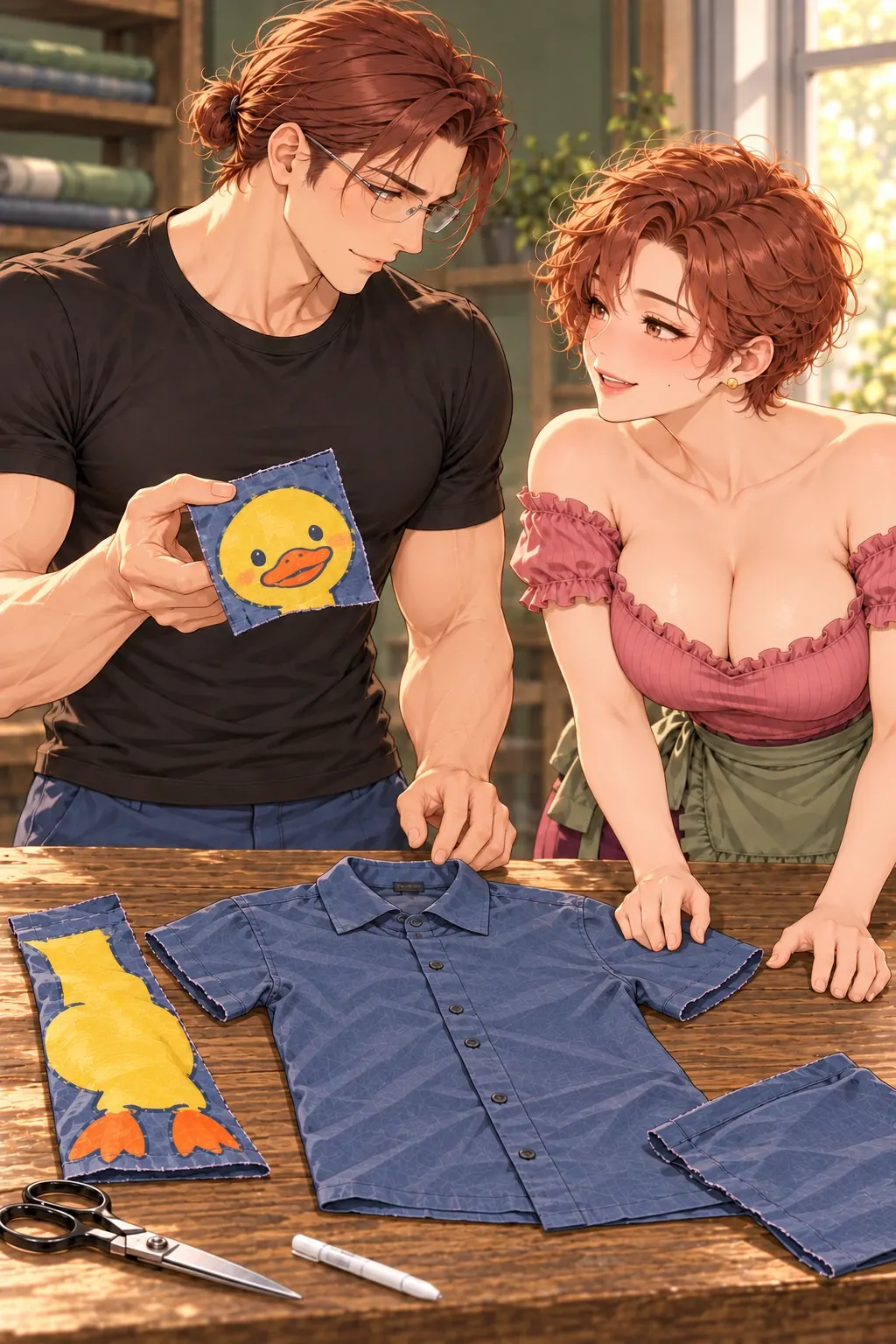 半只鸭的旧衬衫漫画画面：选择真的发生：完整鸭图已分开，只有头保留为袋片，原袖和原图不无痕恢复。