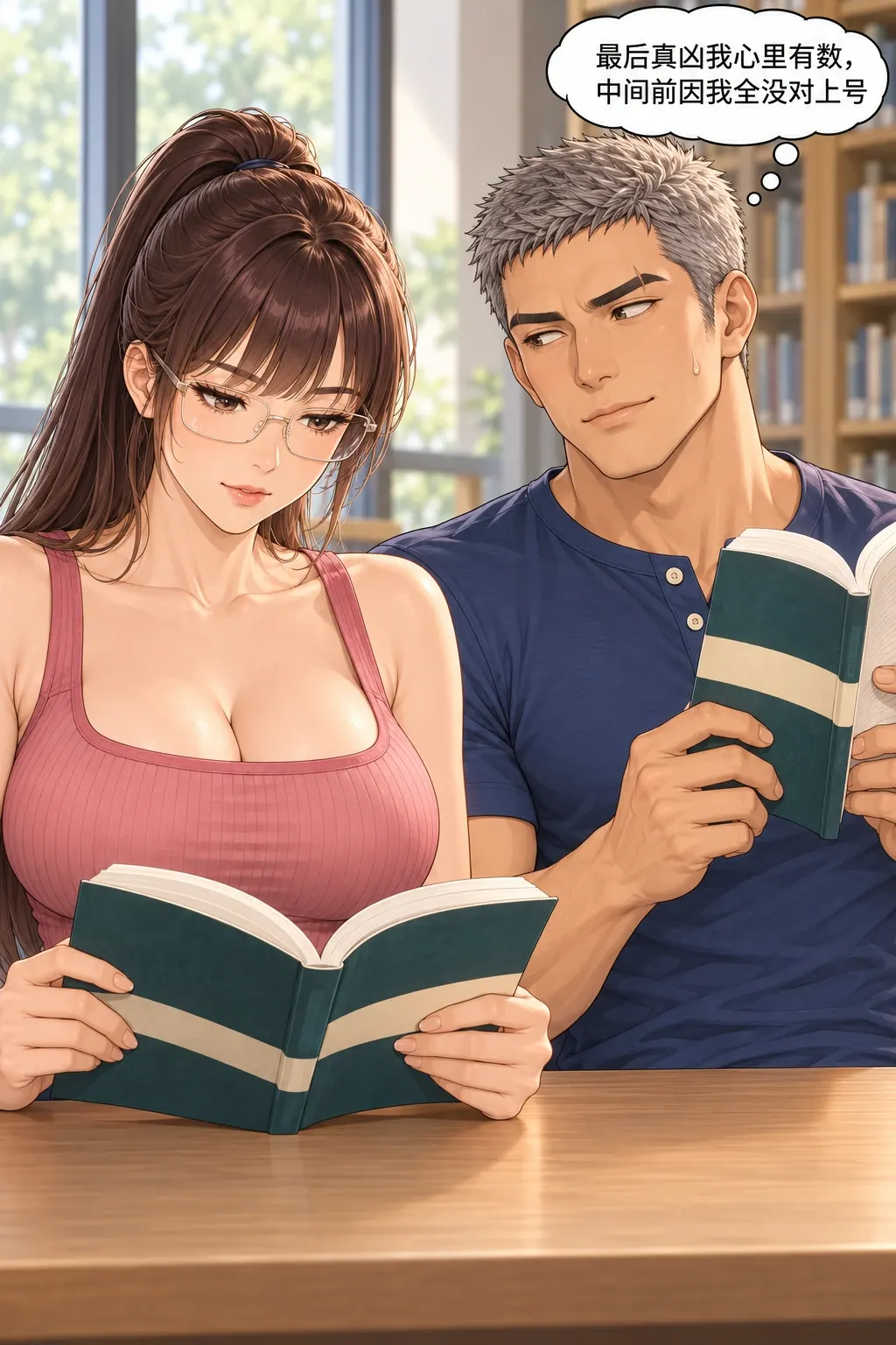 偷翻尾页之后漫画画面：窗边的宋沅与杜衡：男实际偷翻末页，自己不可逆地先知道结局。