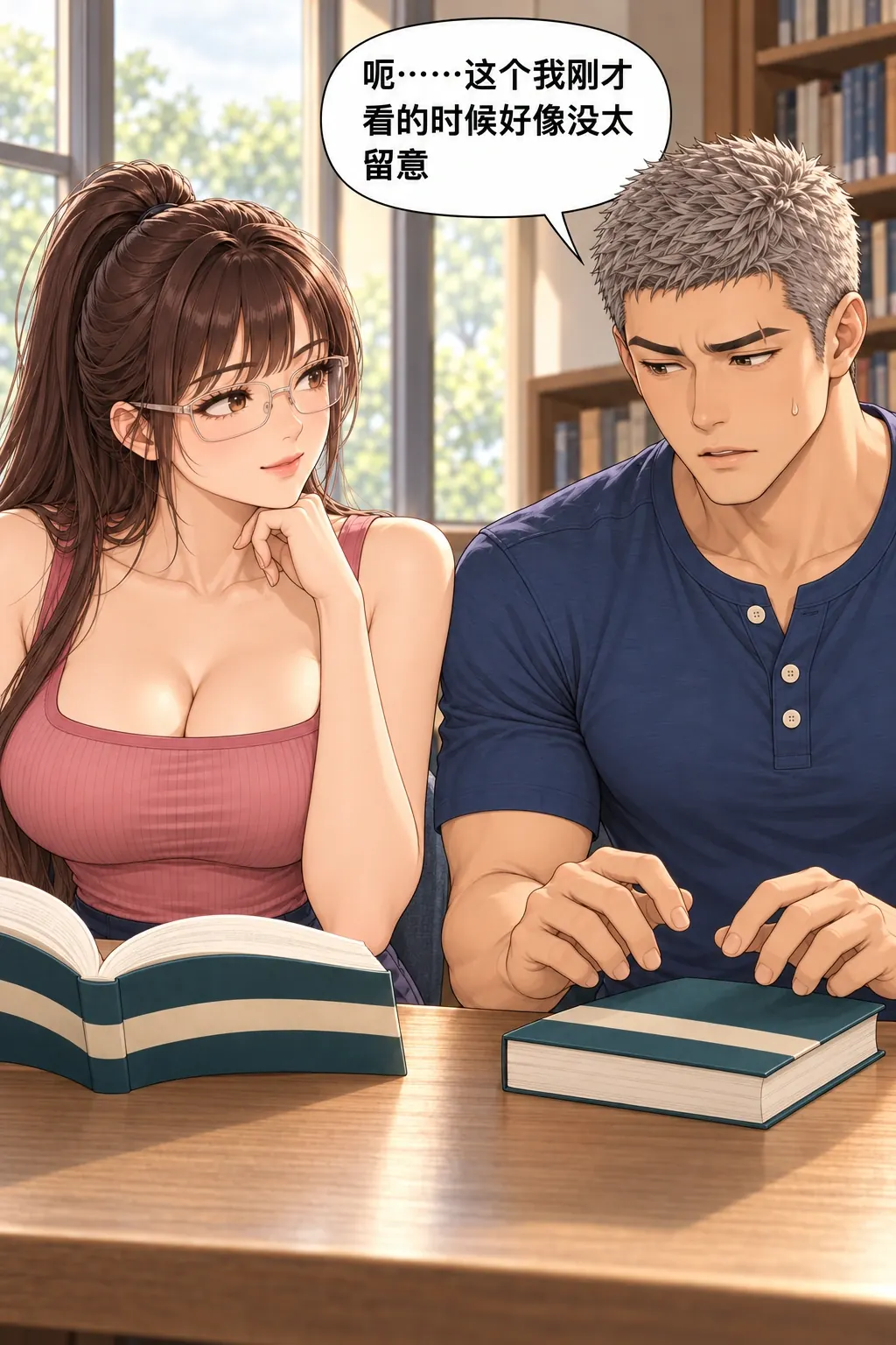 偷翻尾页之后漫画画面：窗边的宋沅与杜衡：他答不出票，只能先敷衍漏看。
