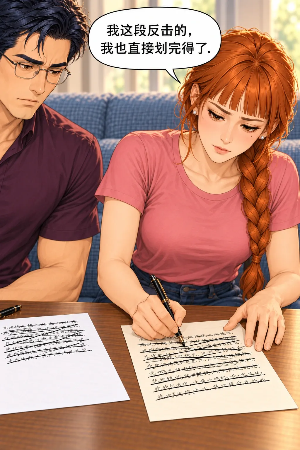 换个名字也不行漫画画面：林晚与张弛在研究生休息室改祝酒词：女主动撤下反击内容，自己的纸不成为新的公开笑话。