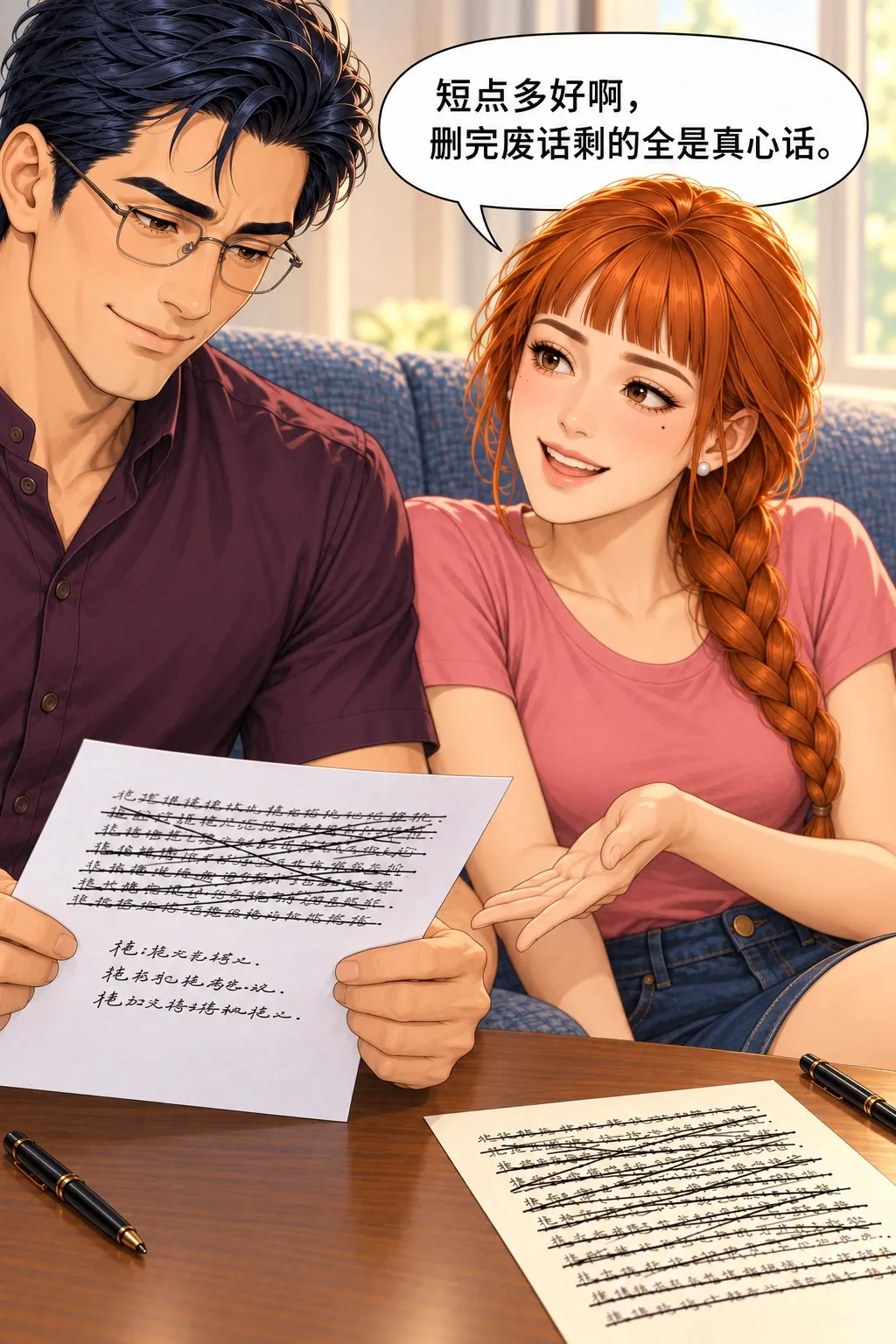 换个名字也不行漫画画面：林晚与张弛在研究生休息室改祝酒词：女自然笑着回扣删字，今天的重新试读成立，明晚结果仍未知。