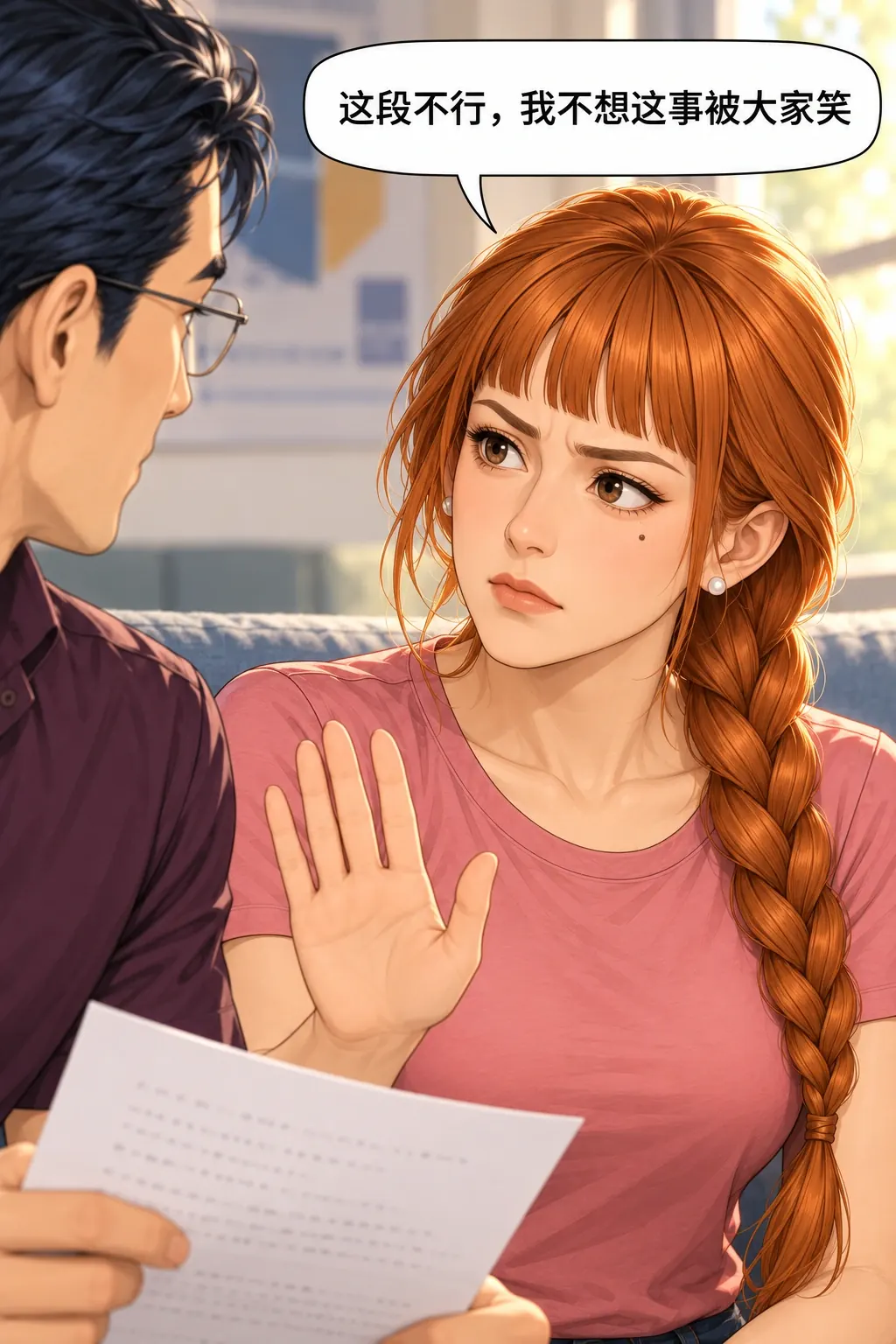 换个名字也不行漫画画面：林晚与张弛在研究生休息室改祝酒词：她明确拒绝公开这段，不是暗示要更匿名。
