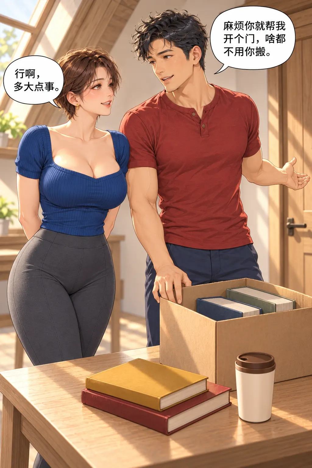你这“一趟”怎么算的漫画画面：张磊向林曼请求只帮开门