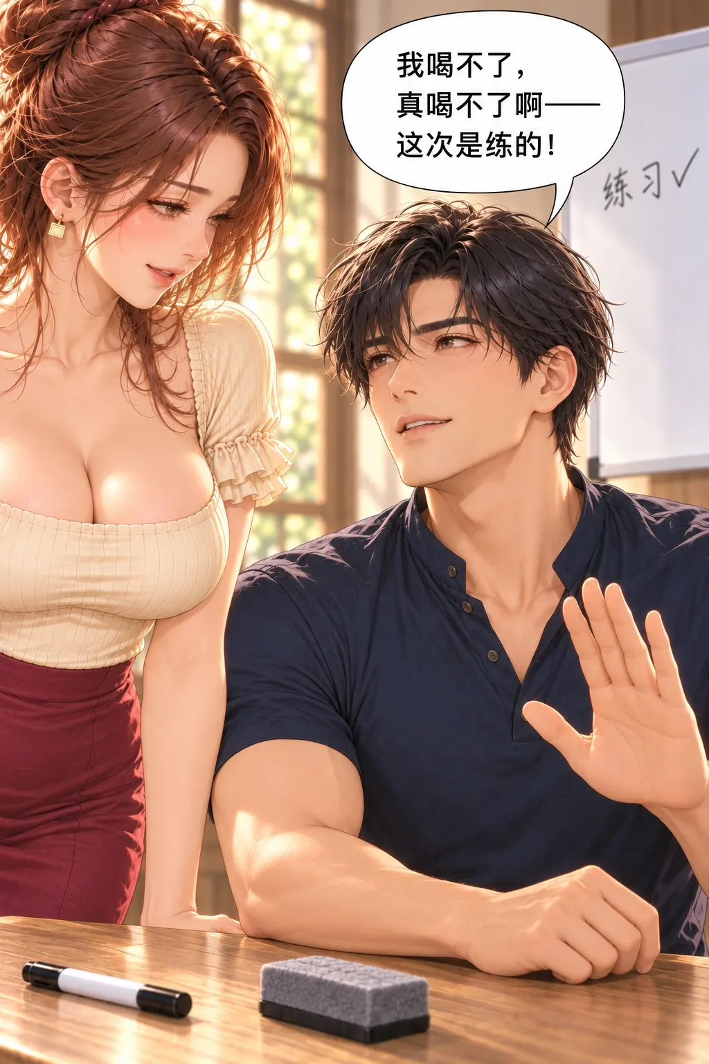这次才是练习漫画画面：具体拒酒台词与这次是练习回扣真假错位